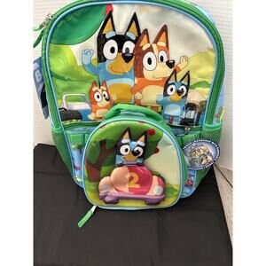 Bluey Family Trip kids 17" Laptop 2 Piece set with lunch bag , Multi Color